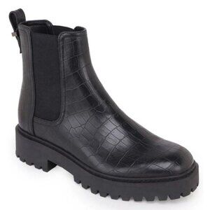 Reaction Kenneth Cole Womens Black Animal Print Padded  Wedge Chelsea Boot - 6 M